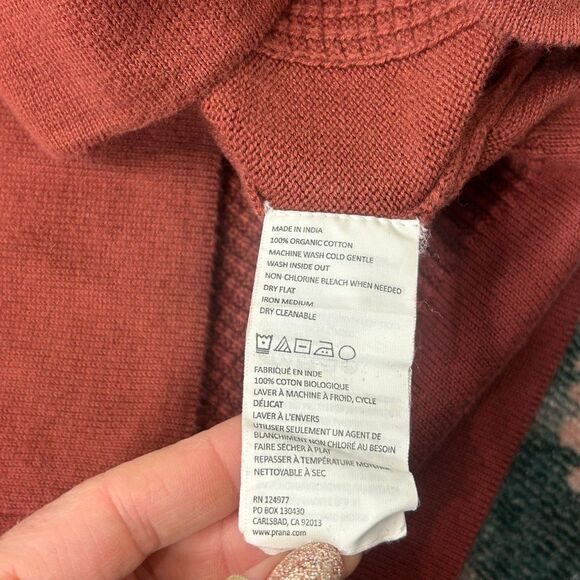 Prana Masina Sweater Dress Women's Large Rust Waffle Knit Thermal Cowl Neck L - Picture 9 of 12